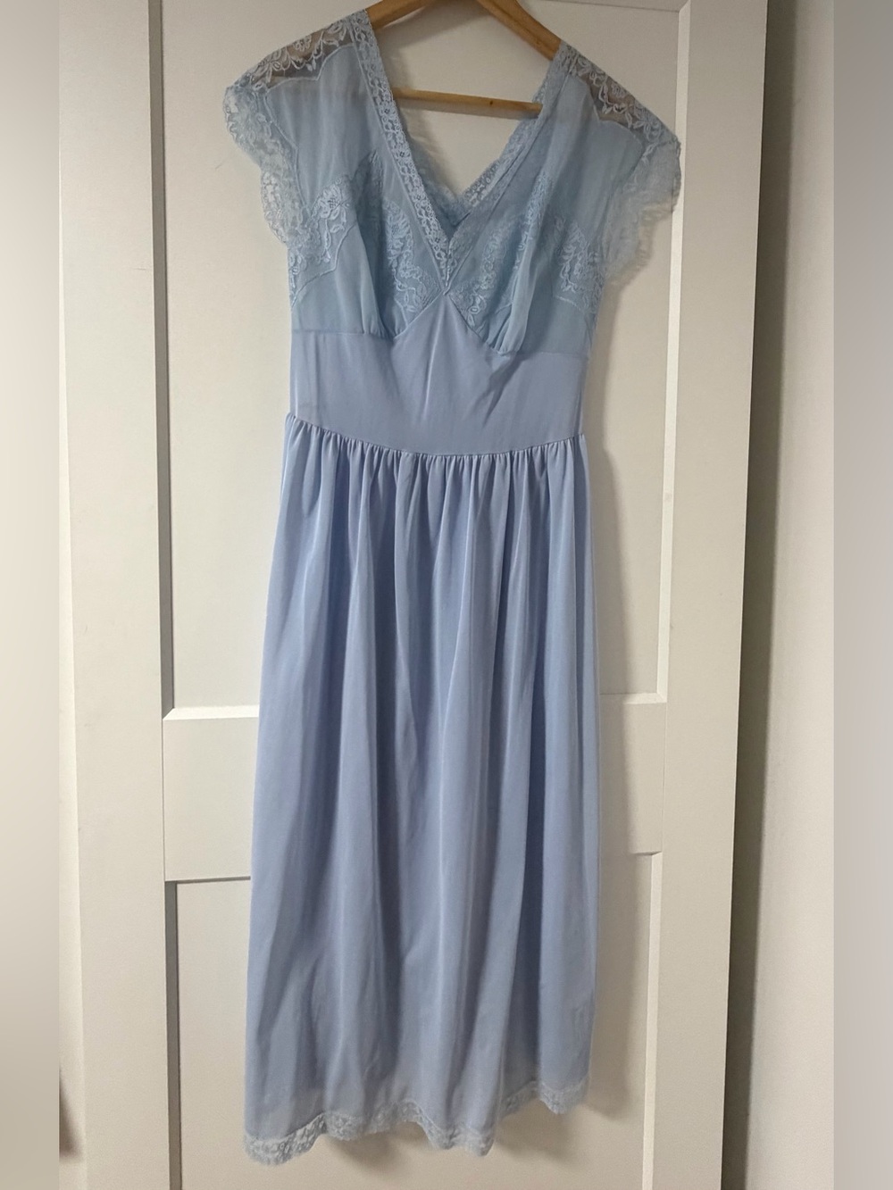 Women’s Light Blue Sheer Lace-Trim Dress